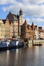 Long Embankment street; boulevards on the Motlawa River, Gdansk, Poland