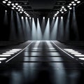 Long and empty catwalk with spotlights - ai generated image Royalty Free Stock Photo