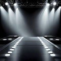 Long and empty catwalk with spotlights - ai generated image Royalty Free Stock Photo