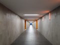 Long empty hallway with led lights on the wall Royalty Free Stock Photo