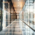 A long, empty hallway with a lot of windows