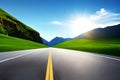 Long empty highway thru the mountains Royalty Free Stock Photo