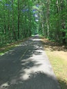 A long empty paved walking and biking path