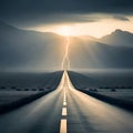 Long and empty road - ai generated image