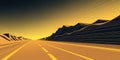 A long empty road stretching into a golden sunset Royalty Free Stock Photo