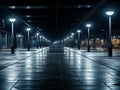 a long empty walkway at night