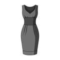 long evening dress for a hike in the theater. Women s sleeveless dress.Women clothing single icon in monochrome