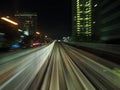 High speed rail tracks at night Royalty Free Stock Photo