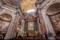 Long Exposition Shot of the Internal of the Church of Sant`Agnese in Agone with Blurred People in the Centre of Rome