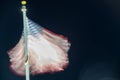 Long exposure of american flag waving in the night at Mount Rushmore, USA Royalty Free Stock Photo