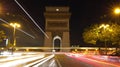 Long exposure with Arc de Triomphe at Paris France in the night Royalty Free Stock Photo