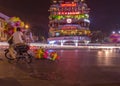 Long exposure of a balloon sellar at Dong Kinh Nghia Thuc Square, Hanoi Royalty Free Stock Photo