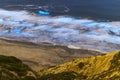 Long exposure of Beautiful Blue Bioluminescence at Black`s Beach in San Diego. Looking down from atop the cliffs.