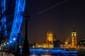 Big Ben, Westminster Bridge, London Eye at Night, London, England Royalty Free Stock Photo