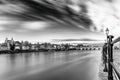 Long exposure in black and white of downtown Maastricht