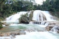 Long exposure of the Blue Water Waterfall Cascadas de Agua Azul on the way to San Cristobal de las Casas, Chiapas, Mexico Royalty Free Stock Photo