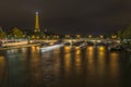 Long exposure of boats traffic in the Seine at night