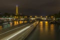 Long exposure of boats traffic in the Seine at night