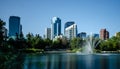 Bow River fountains in Calgary Royalty Free Stock Photo