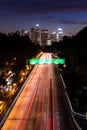 Los Angeles Downtown City Skyline Rush Hour Traffic Dusk