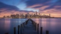 long exposure bridge to the city AI generated