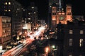 Long exposure of California Street in San Francisco at night Royalty Free Stock Photo