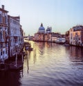 Long Exposure of the Canal Grande in Venice at sunrise in a quiet summer morning, taken with analogue positive slide film