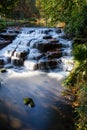 Long exposure of Carshalton Ponds Waterfall Royalty Free Stock Photo