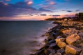 Long exposure on the Chesapeake Bay at sunset, in Tilghman Island, Maryland. Royalty Free Stock Photo