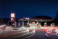 Long exposure of a Circle K gas station in Norway with cars driving in and out Royalty Free Stock Photo