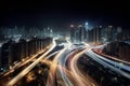 Long exposure city photo road. Generate Ai