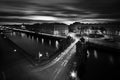 Long exposure cityscape of Fontanka river and Lononosov bridge