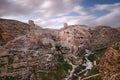 long exposure of clouds and Mar Saba Monastery Royalty Free Stock Photo