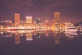 Long exposure of the colorful Baltimore skyline Royalty Free Stock Photo