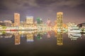 Long exposure of the colorful Baltimore skyline Royalty Free Stock Photo