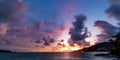 Long exposure colorful sunset or sunrise over sea Clear sky sunset with reflection light on sea surface Idyllic amazing landscape