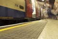 Long exposure commuters on London underground