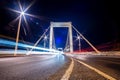 Long exposure of Elisabeth Bridge with traffic at night, Budapest, Hungary, 2023 Royalty Free Stock Photo