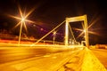 Long exposure of Elisabeth Bridge with traffic at night, Budapest, Hungary, 2023 Royalty Free Stock Photo