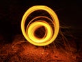 Long exposure fire round circle hypnotizing spinning Royalty Free Stock Photo