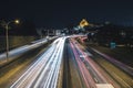 Long Exposure Freeway Light Streaks on Interstate 5 Downtown Seattle Night