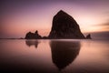 Long exposure of Haystack Rock at Sunset Royalty Free Stock Photo