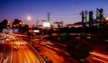 Long exposure of heavy commuter highway traffic in Madrid, Spain