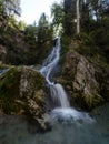 Long exposure of hidden secret spot waterfall in Orrido dello Slizza Gailitz canyon gorge near Tarvisio Italy alps Royalty Free Stock Photo