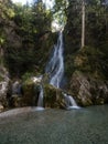 Long exposure of hidden secret spot waterfall in Orrido dello Slizza Gailitz canyon gorge near Tarvisio Italy alps Royalty Free Stock Photo