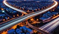 Long exposure of a highway connecting cities and countries