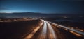 Long exposure of a highway connecting cities and countries