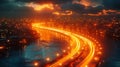 long exposure highway at night as wallpaper background illustration Royalty Free Stock Photo