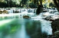 Long exposure of Huay Mae Khamin Waterfall in Srinakarin Dam National Park. Kanchanaburi Thailand. cascade waterfall tropical
