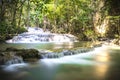 Long exposure of Huay Mae Khamin Waterfall in Srinakarin Dam National Park. Kanchanaburi Thailand. cascade waterfall tropical